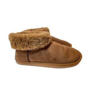 Blue Mountain Womens Faux Suede Fur-Lined Slipper Shoes Size XL (11-12)